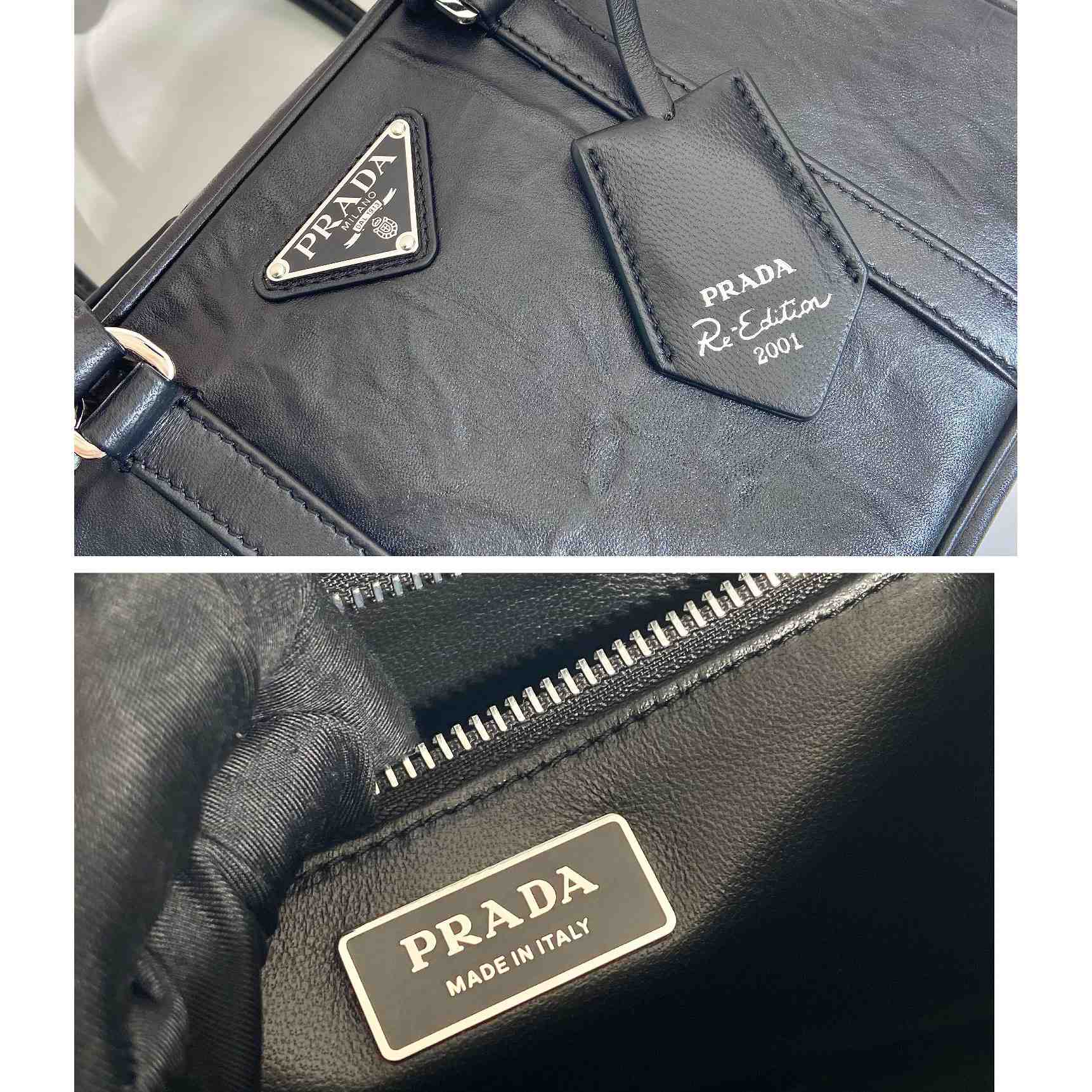 Prada Mittelgroße Tasche aus antikem Nappaleder mit Henkel - EUR FASHION