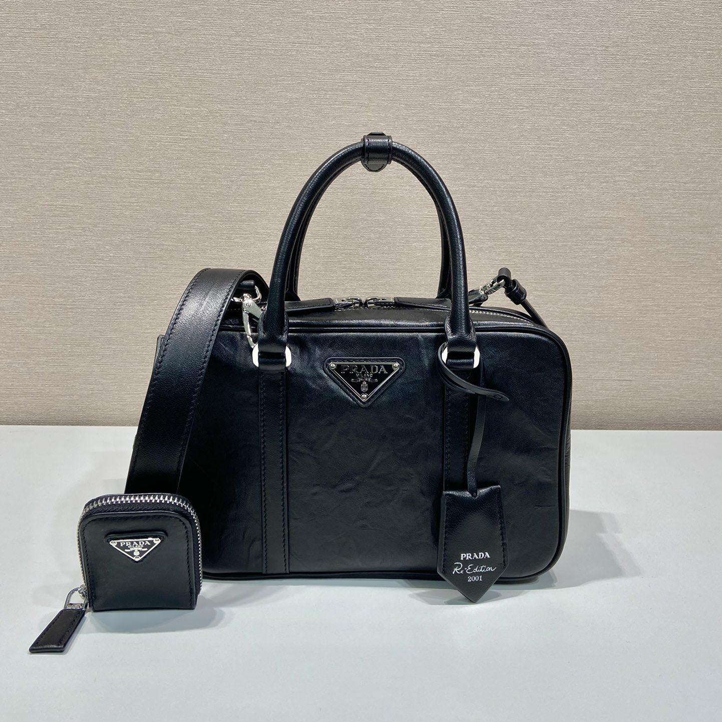 Prada Mittelgroße Tasche aus antikem Nappaleder mit Henkel - EUR FASHION