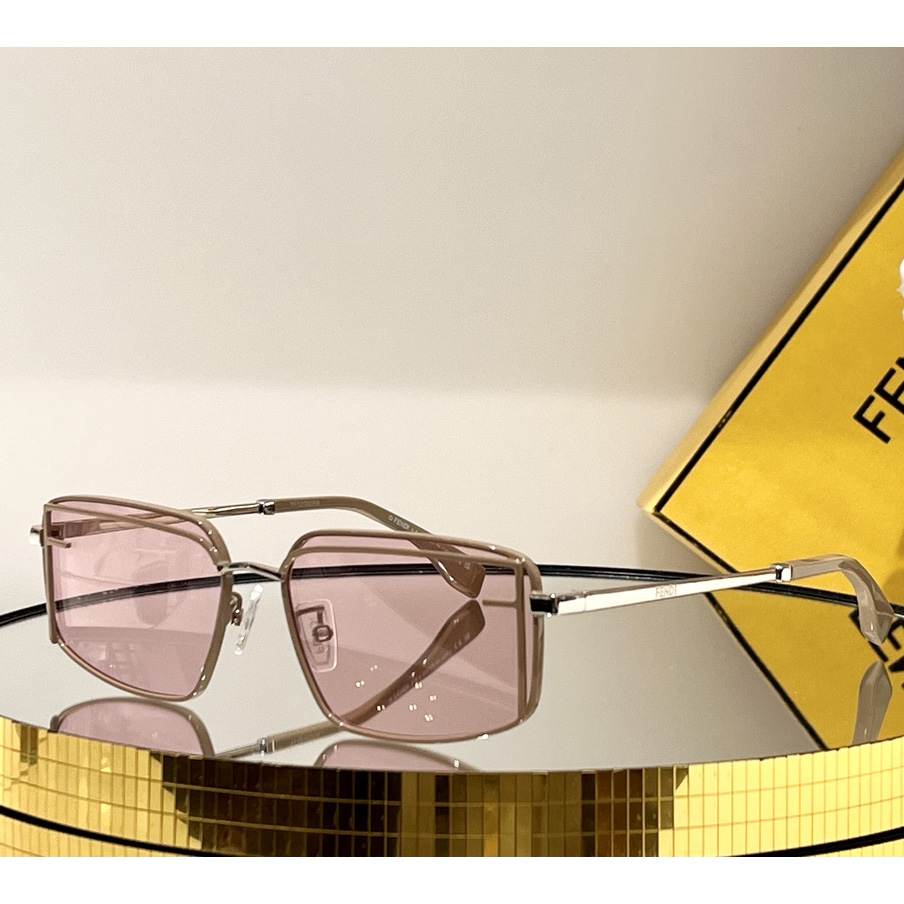 Fendi First Sight – Braune Fashion-Show-Sonnenbrille aus Metall mit rosa Gläsern - EUR FASHION