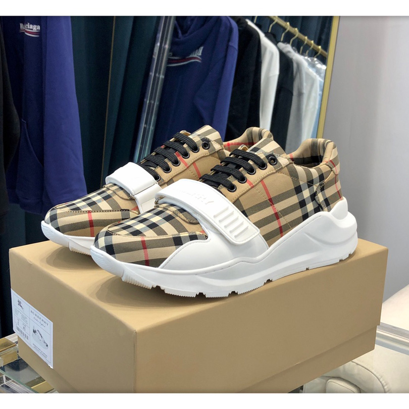 Burberry-Sneaker mit Karomuster, Wildleder und Leder - EUR FASHION