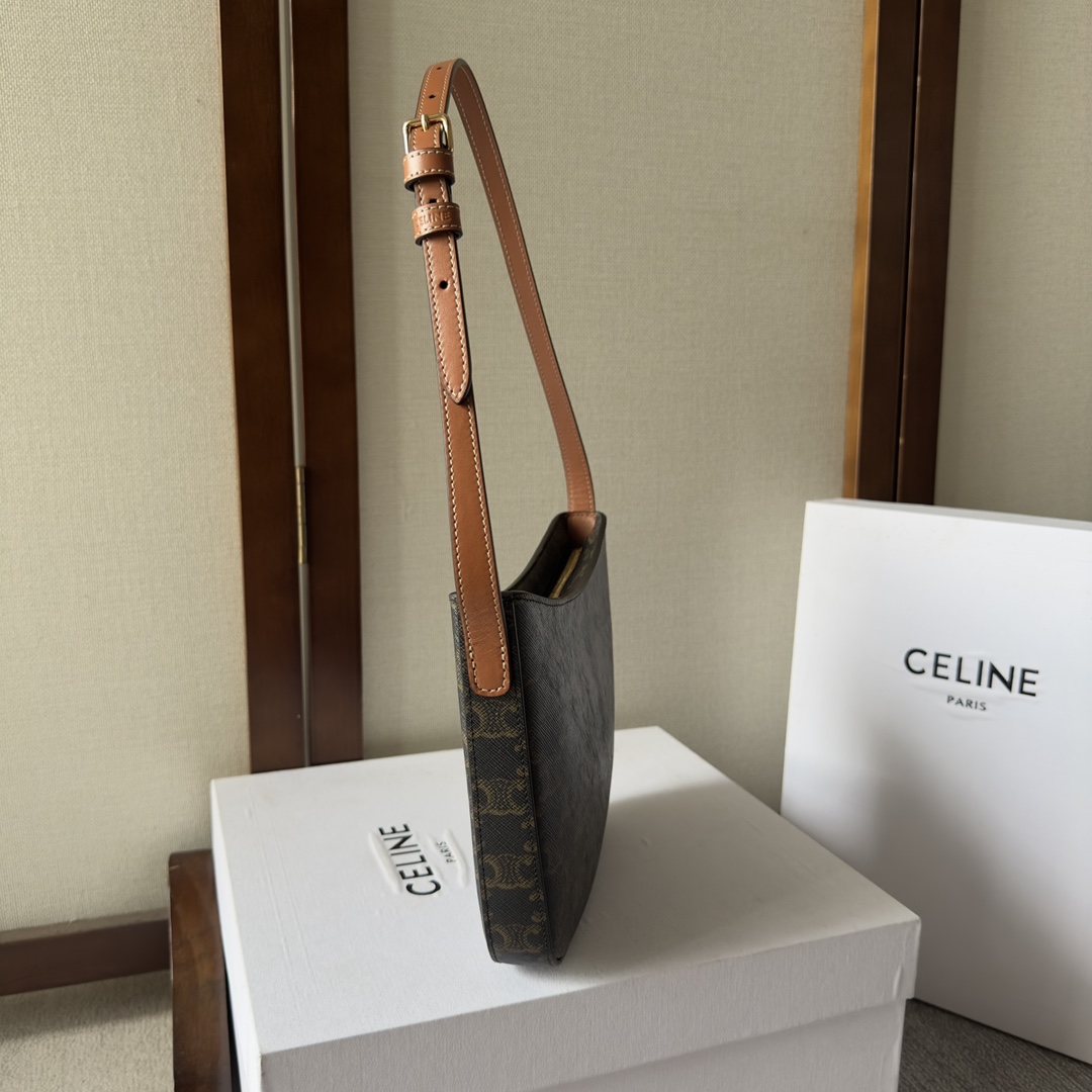 Celine Mittelgroße Celine Croque-Tasche aus Triomphe-Canvas und Kalbsleder in Hellbraun - EUR FASHION