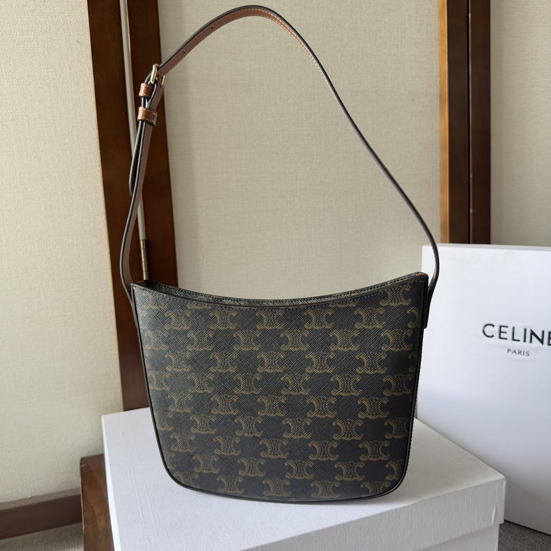 Celine Mittelgroße Celine Croque-Tasche aus Triomphe-Canvas und Kalbsleder in Hellbraun - EUR FASHION