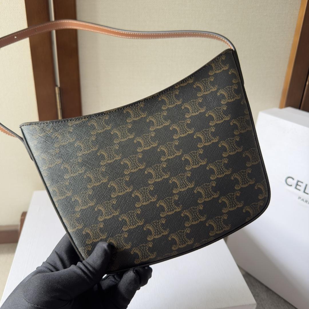 Celine Mittelgroße Celine Croque-Tasche aus Triomphe-Canvas und Kalbsleder in Hellbraun - EUR FASHION