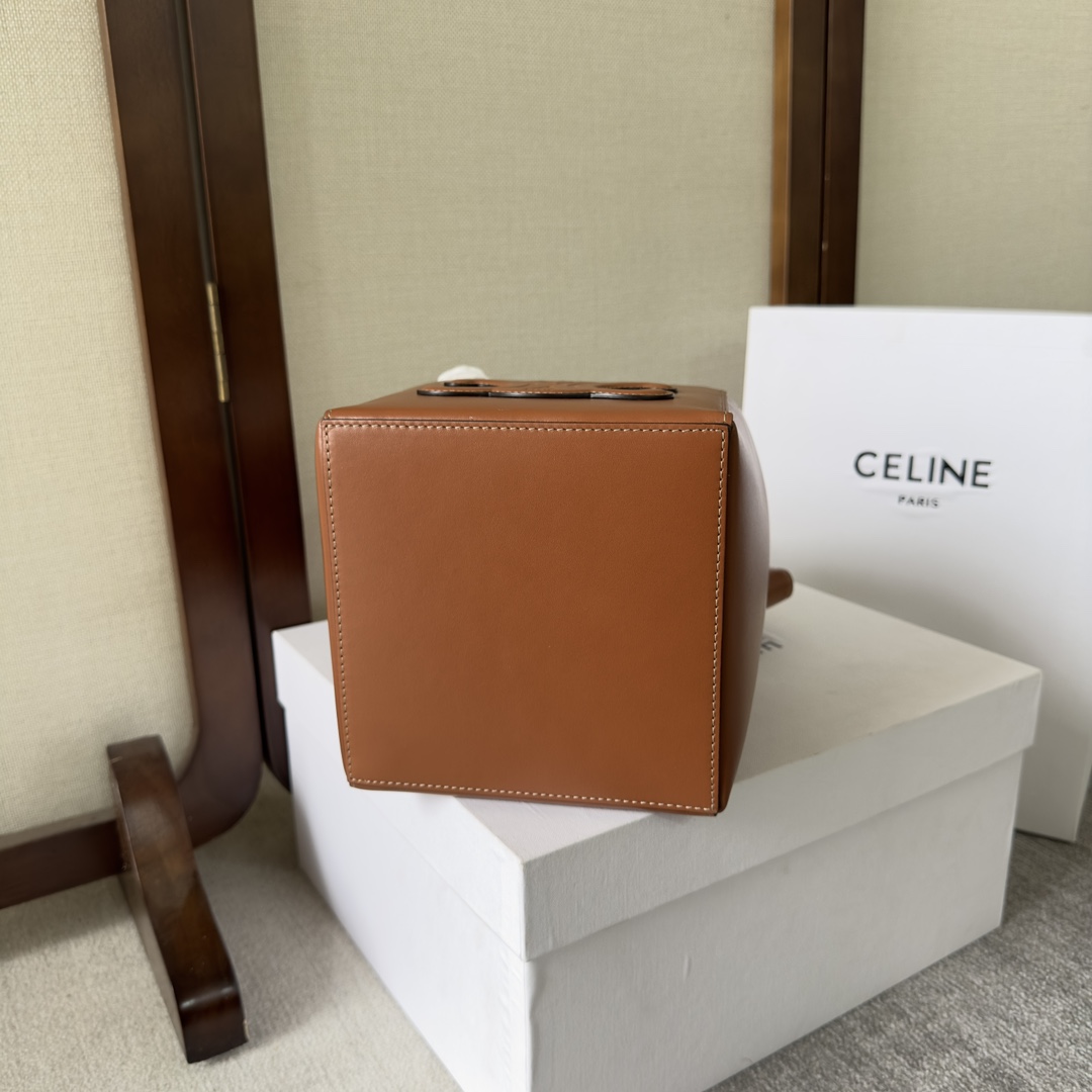 Celine Cube Bag Cuir Triomphe aus glänzendem Kalbsleder (15-15-15 cm) - EUR FASHION