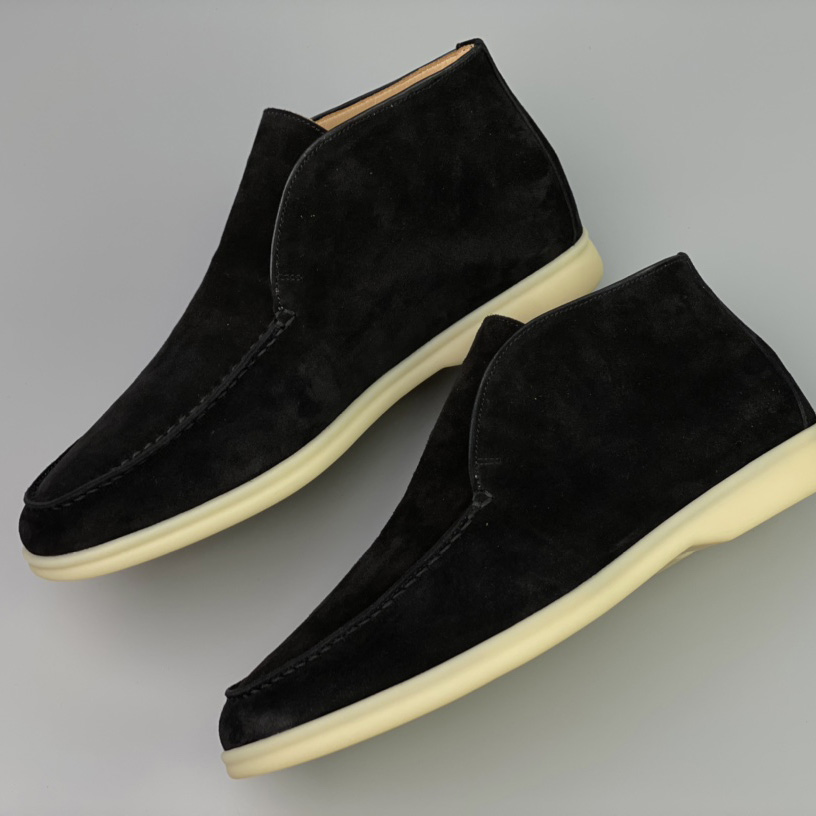 Loro Piana Sommer-Walk-Slipper mit weißer Sohle in Kaviar - EUR FASHION