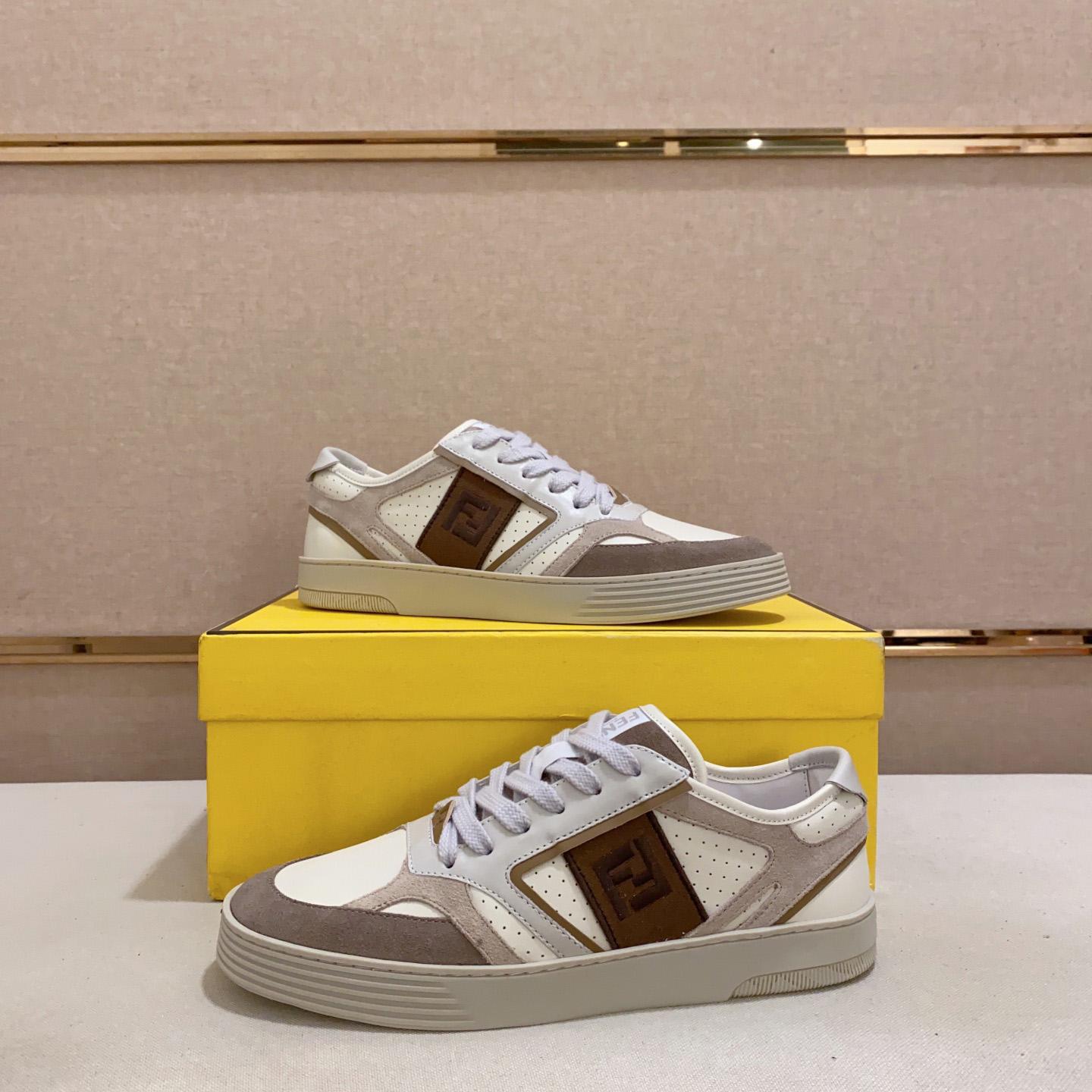 Fendi Step Beige Leder-Low-Top-Sneaker - EUR FASHION