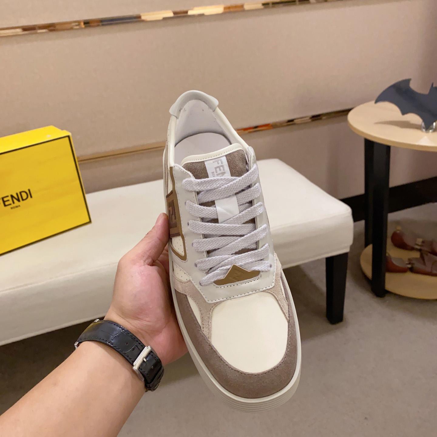 Fendi Step Beige Leder-Low-Top-Sneaker - EUR FASHION