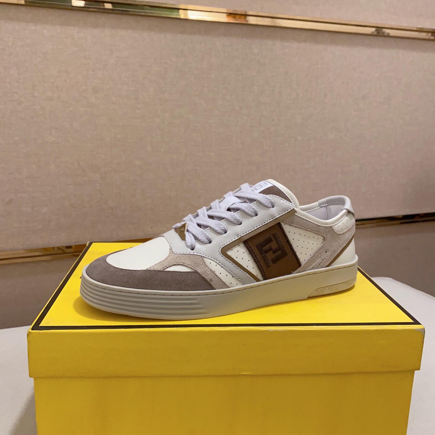 Fendi Step Beige Leder-Low-Top-Sneaker - EUR FASHION