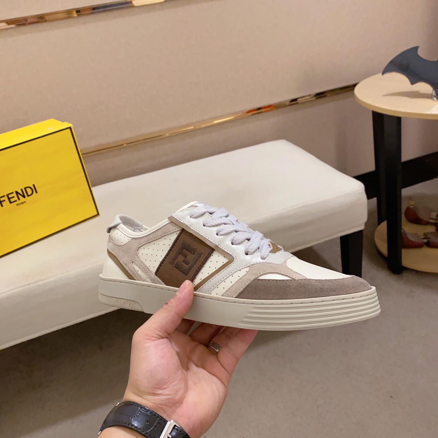 Fendi Step Beige Leder-Low-Top-Sneaker - EUR FASHION