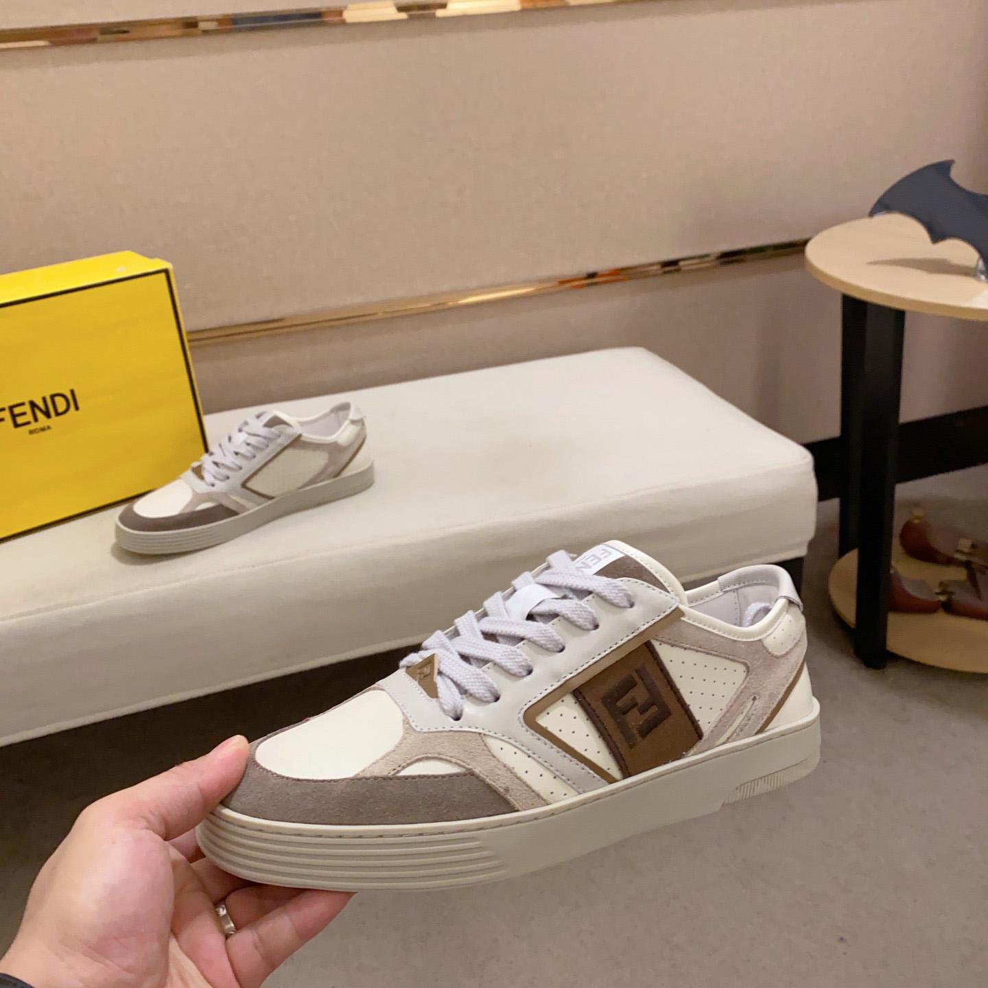 Fendi Step Beige Leder-Low-Top-Sneaker - EUR FASHION