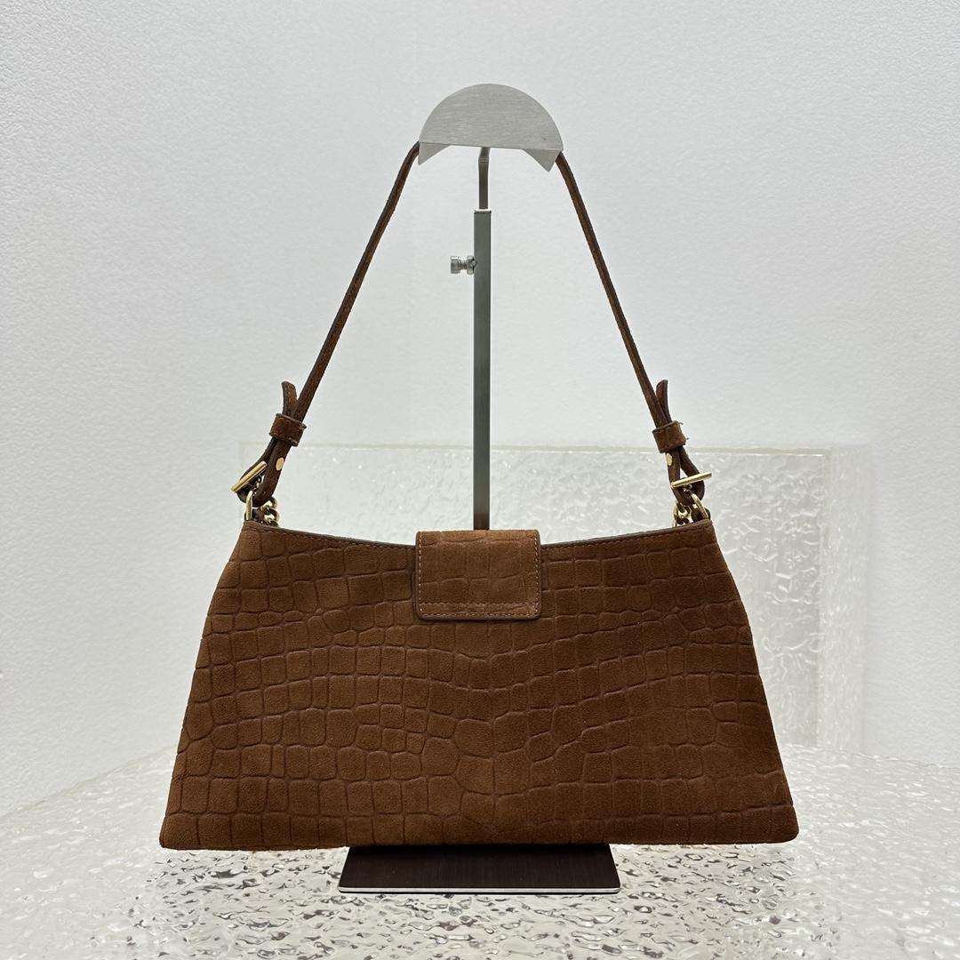 Celine Wiltern Clutch Triomphe Soft aus Wildleder-Kalbsleder mit Krokodilprägung in Braun - EUR FASHION