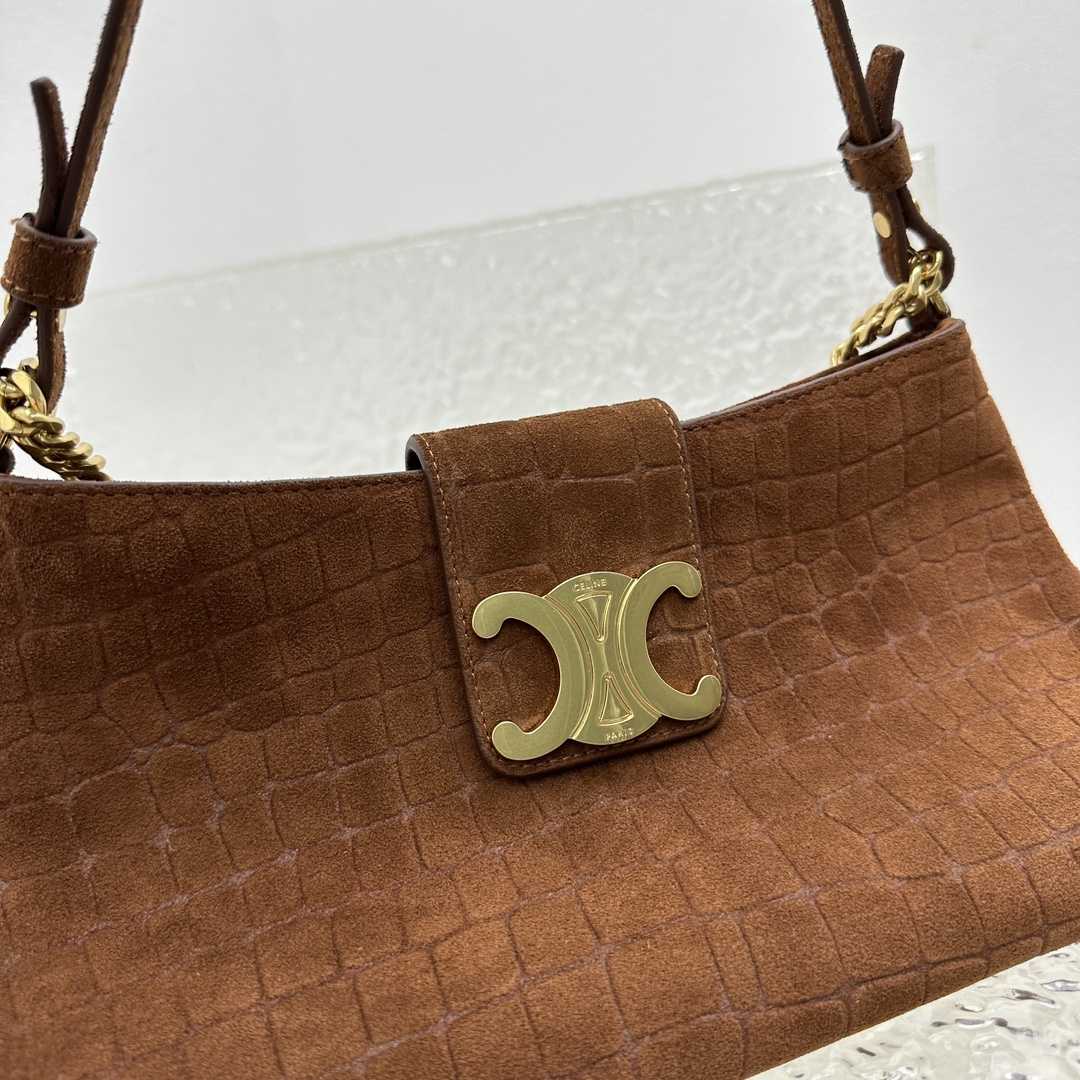 Celine Wiltern Clutch Triomphe Soft aus Wildleder-Kalbsleder mit Krokodilprägung in Braun - EUR FASHION