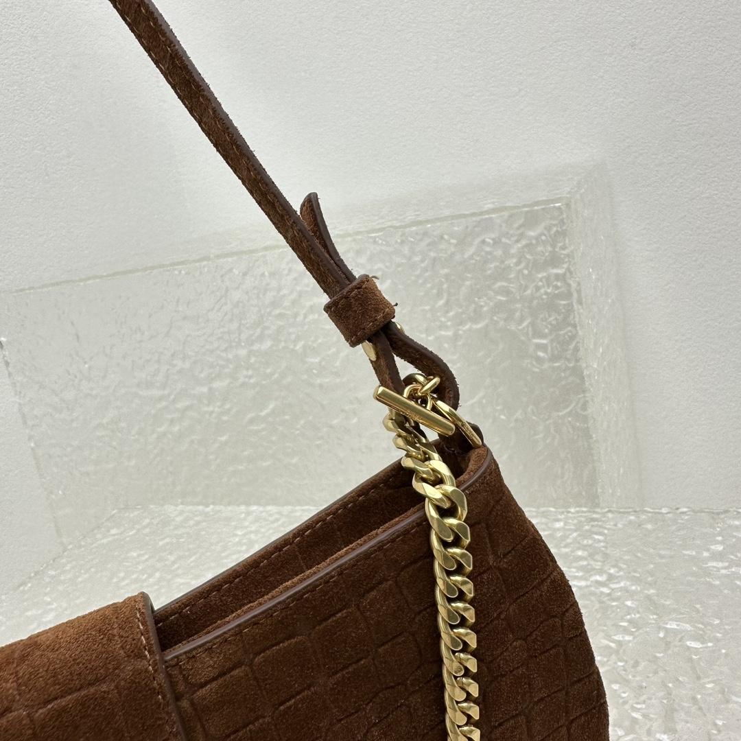 Celine Wiltern Clutch Triomphe Soft aus Wildleder-Kalbsleder mit Krokodilprägung in Braun - EUR FASHION