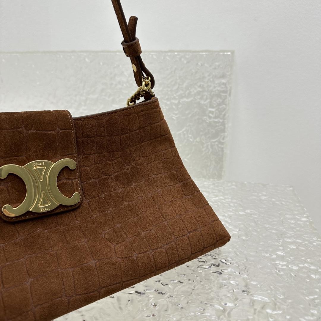Celine Wiltern Clutch Triomphe Soft aus Wildleder-Kalbsleder mit Krokodilprägung in Braun - EUR FASHION