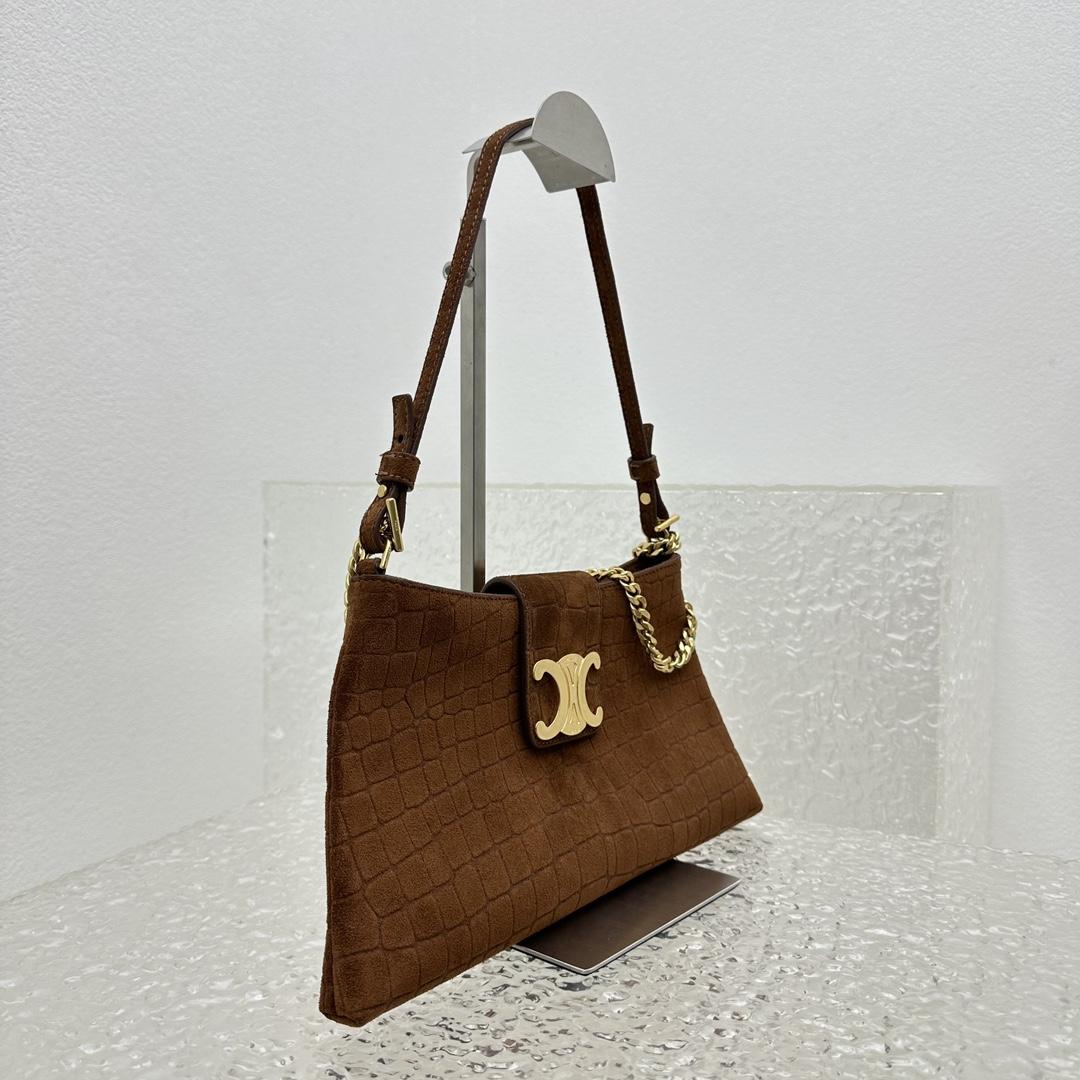 Celine Wiltern Clutch Triomphe Soft aus Wildleder-Kalbsleder mit Krokodilprägung in Braun - EUR FASHION