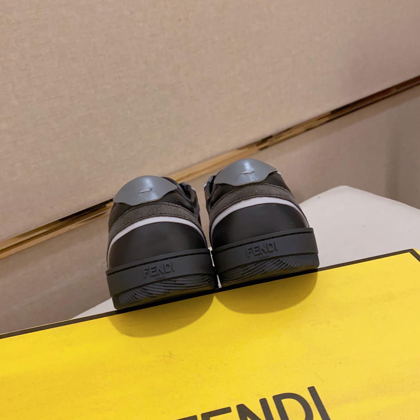 Fendi Step schwarze Leder-Low-Top-Sneaker - EUR FASHION