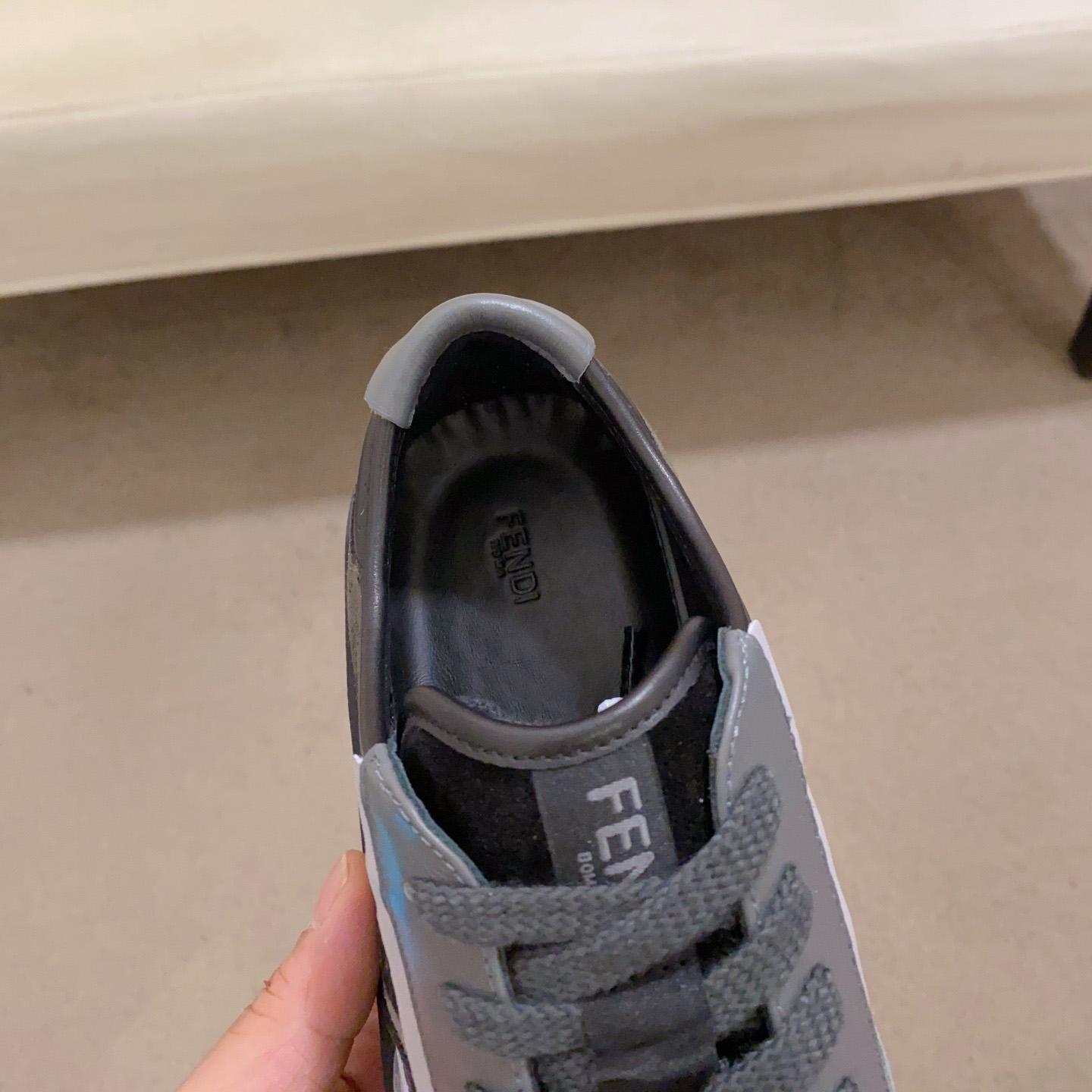 Fendi Step schwarze Leder-Low-Top-Sneaker - EUR FASHION