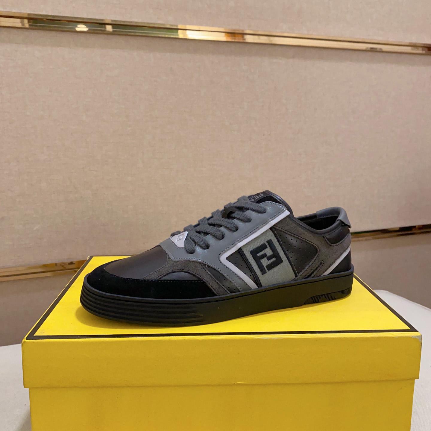 Fendi Step schwarze Leder-Low-Top-Sneaker - EUR FASHION