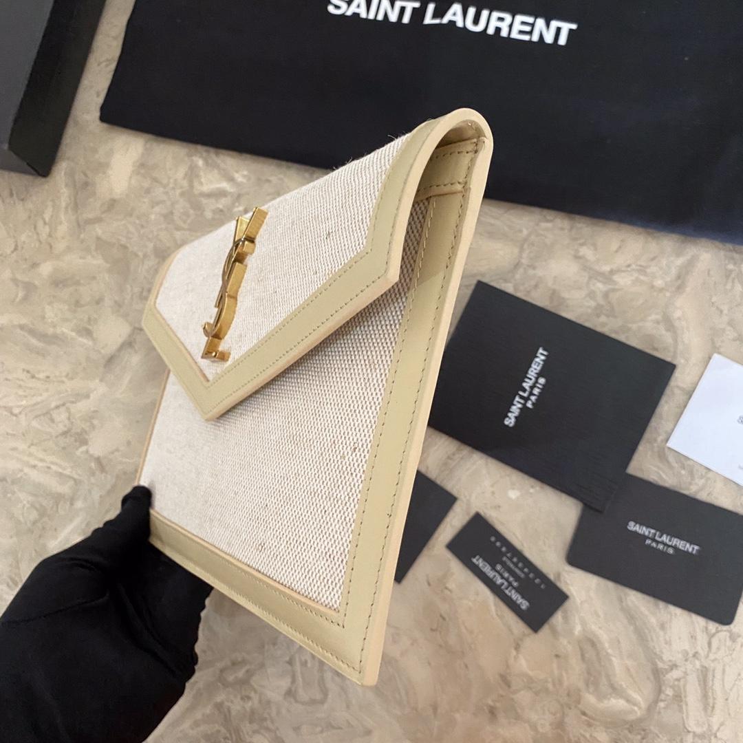 Saint Laurent Uptown Raffia-Beutel mit Lederbesatz (27-16-2 cm) - EUR FASHION