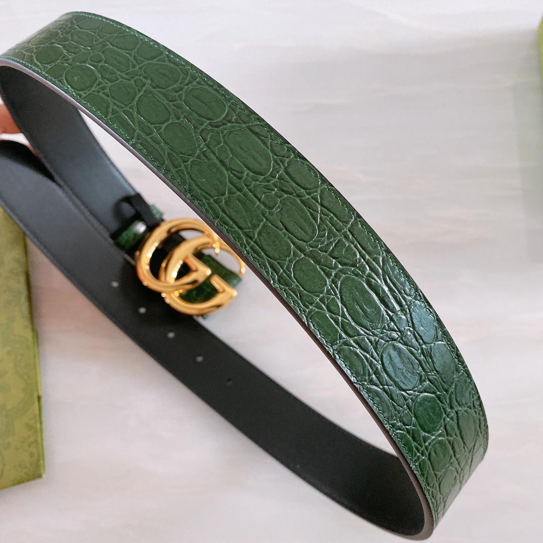 Gucci GG Marmont Caiman Gürtel mit glänzender Schnalle - EUR FASHION