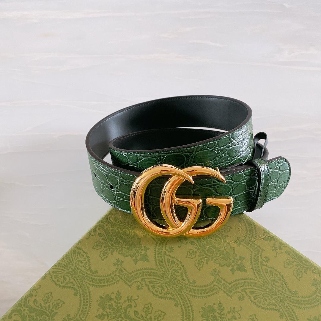Gucci GG Marmont Caiman Gürtel mit glänzender Schnalle - EUR FASHION