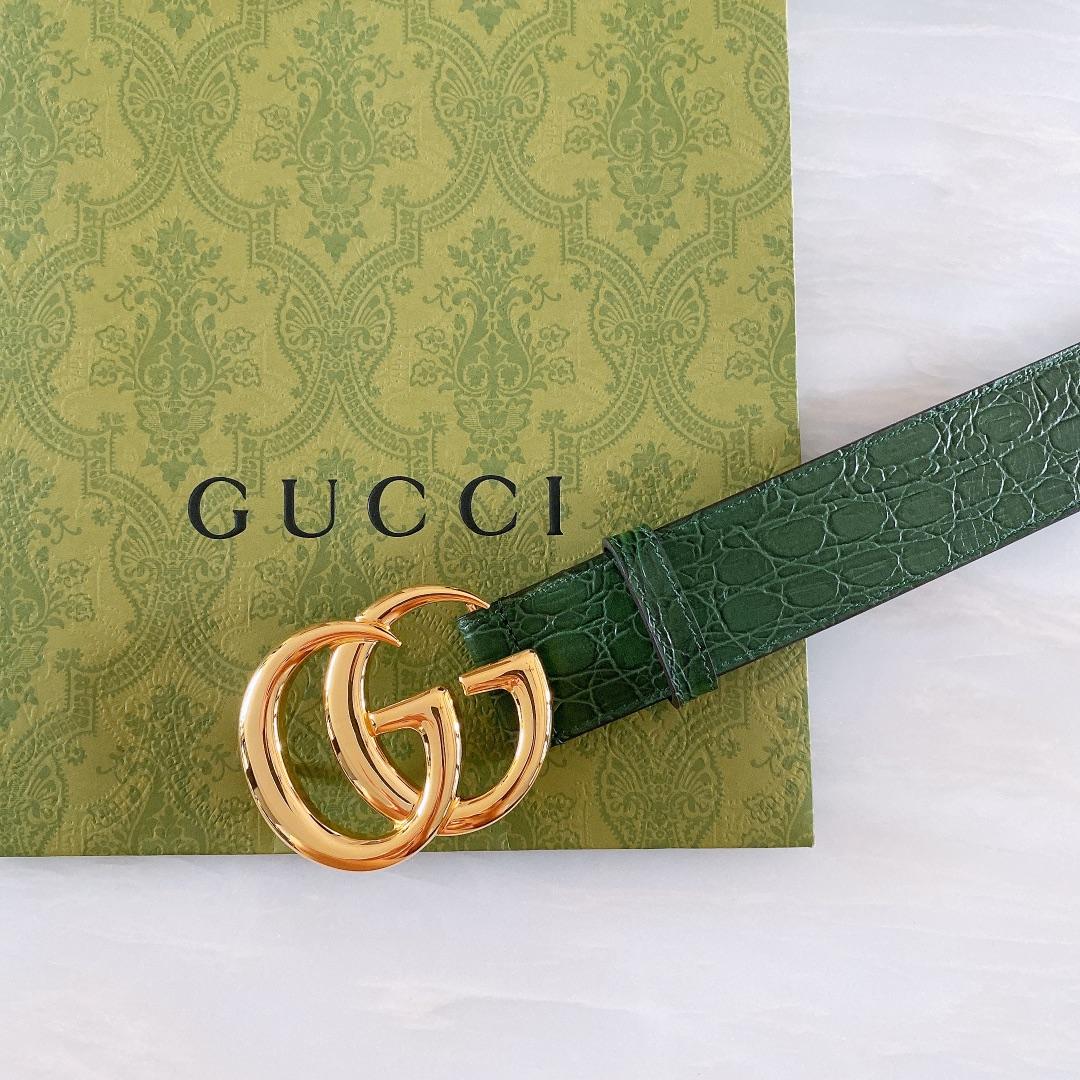 Gucci GG Marmont Caiman Gürtel mit glänzender Schnalle - EUR FASHION
