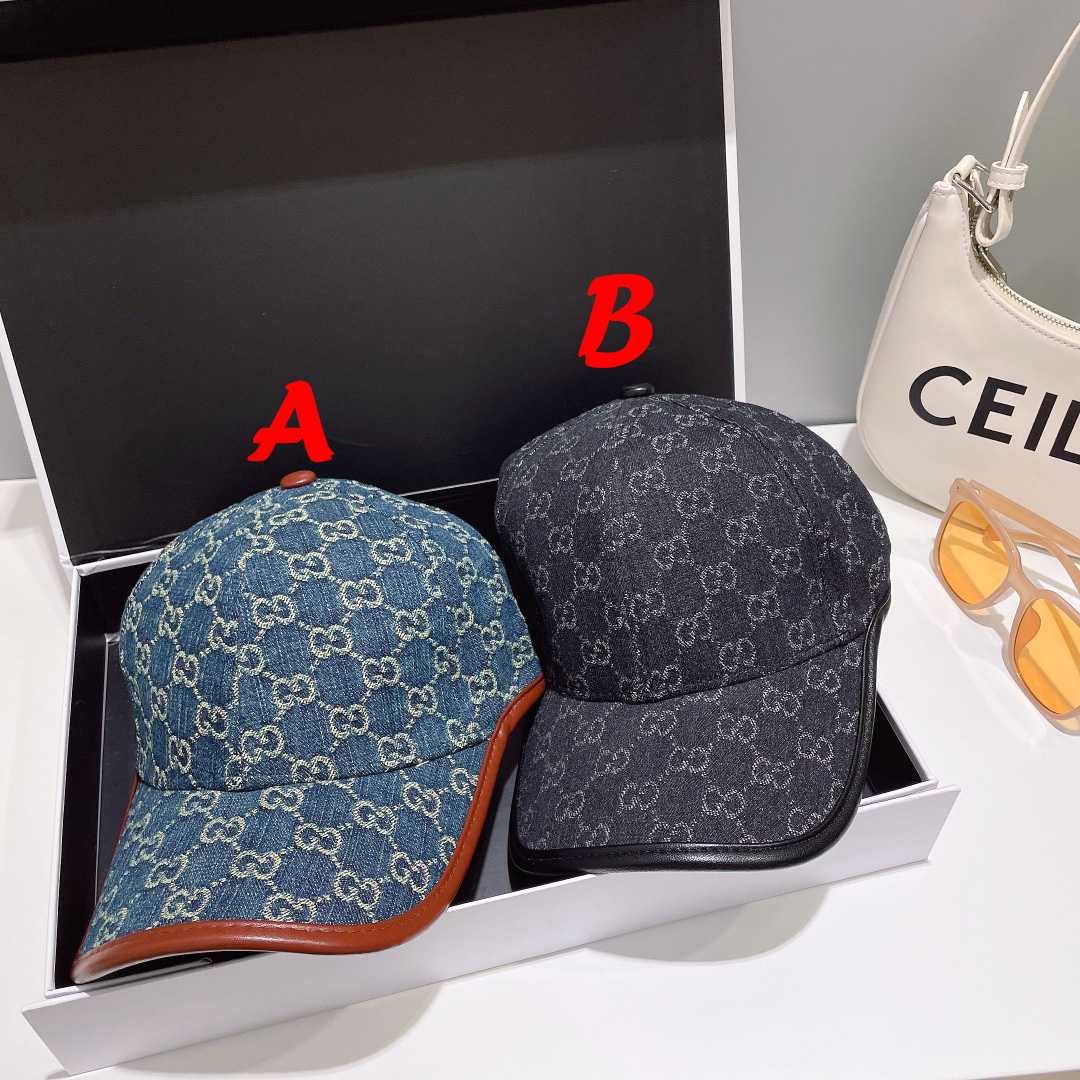 Gucci Denim-Baseballkappe aus Baumwolle und Leder - EUR FASHION