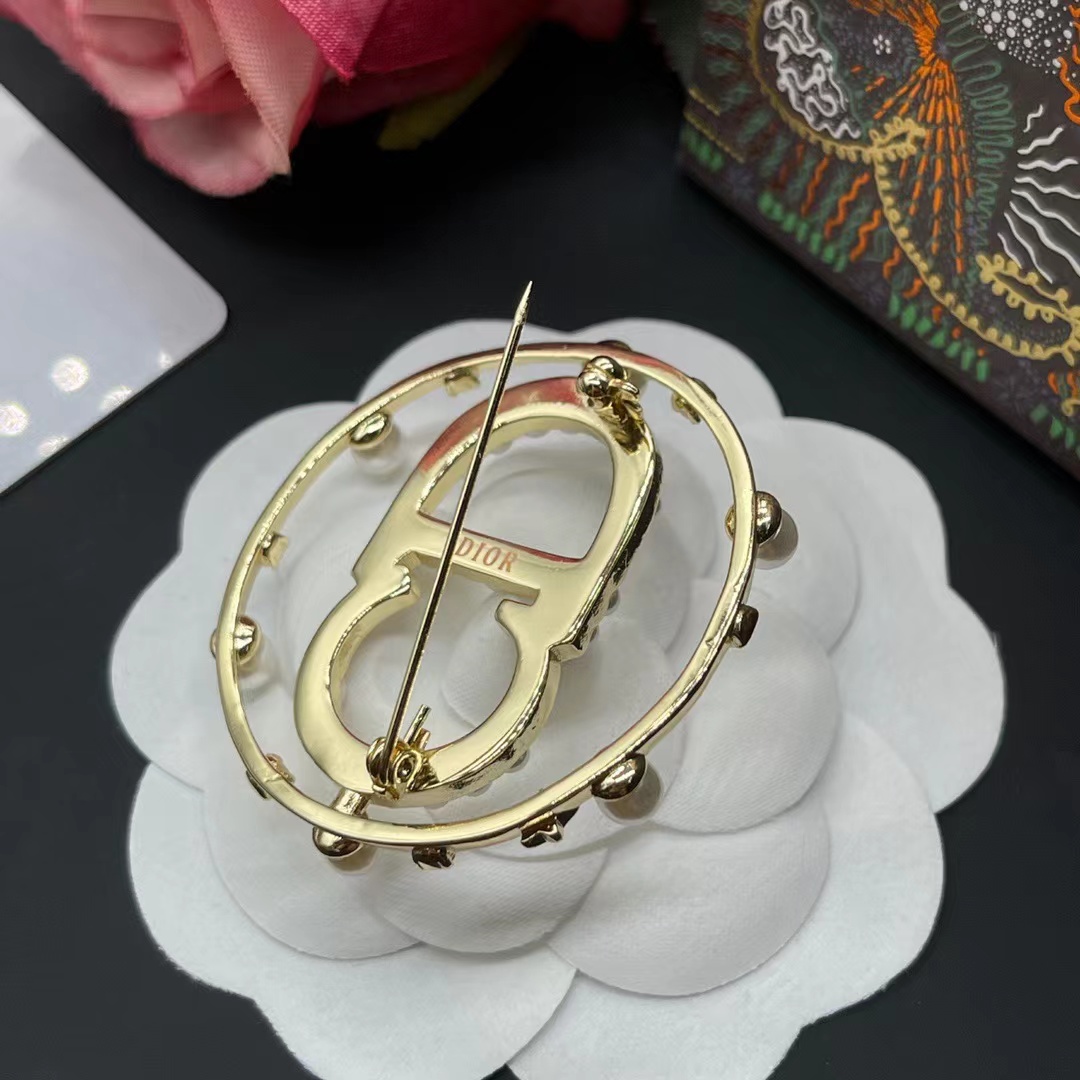 Dior Crystal Pearl Clair D Lune Brosche Gold - EUR FASHION