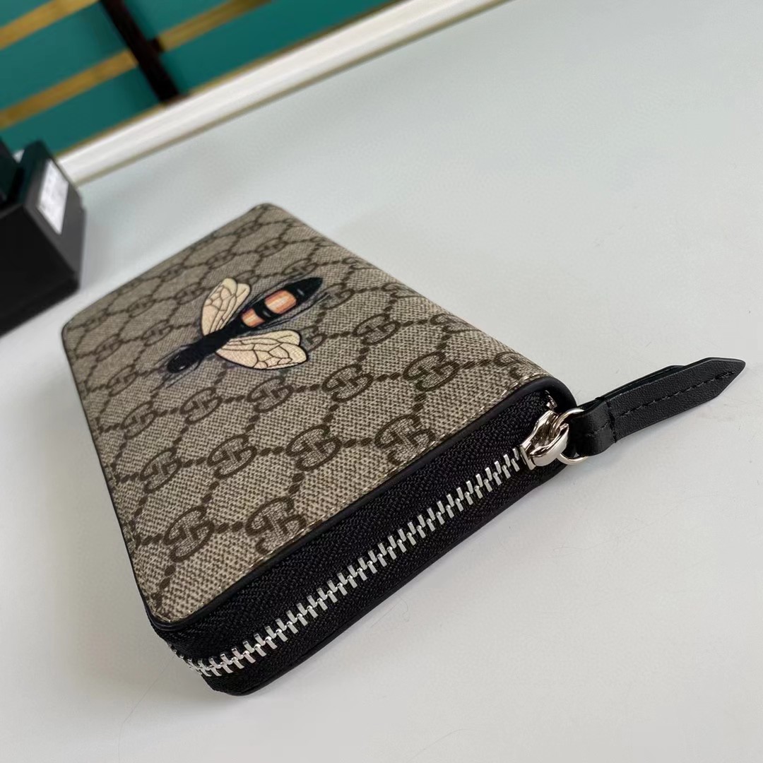 Gucci Biene Print GG Supreme Reißverschluss-Geldbörse (19 * 10,5 * 2,5 cm) - EUR FASHION