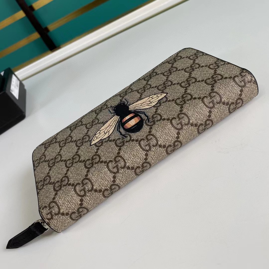 Gucci Biene Print GG Supreme Reißverschluss-Geldbörse (19 * 10,5 * 2,5 cm) - EUR FASHION