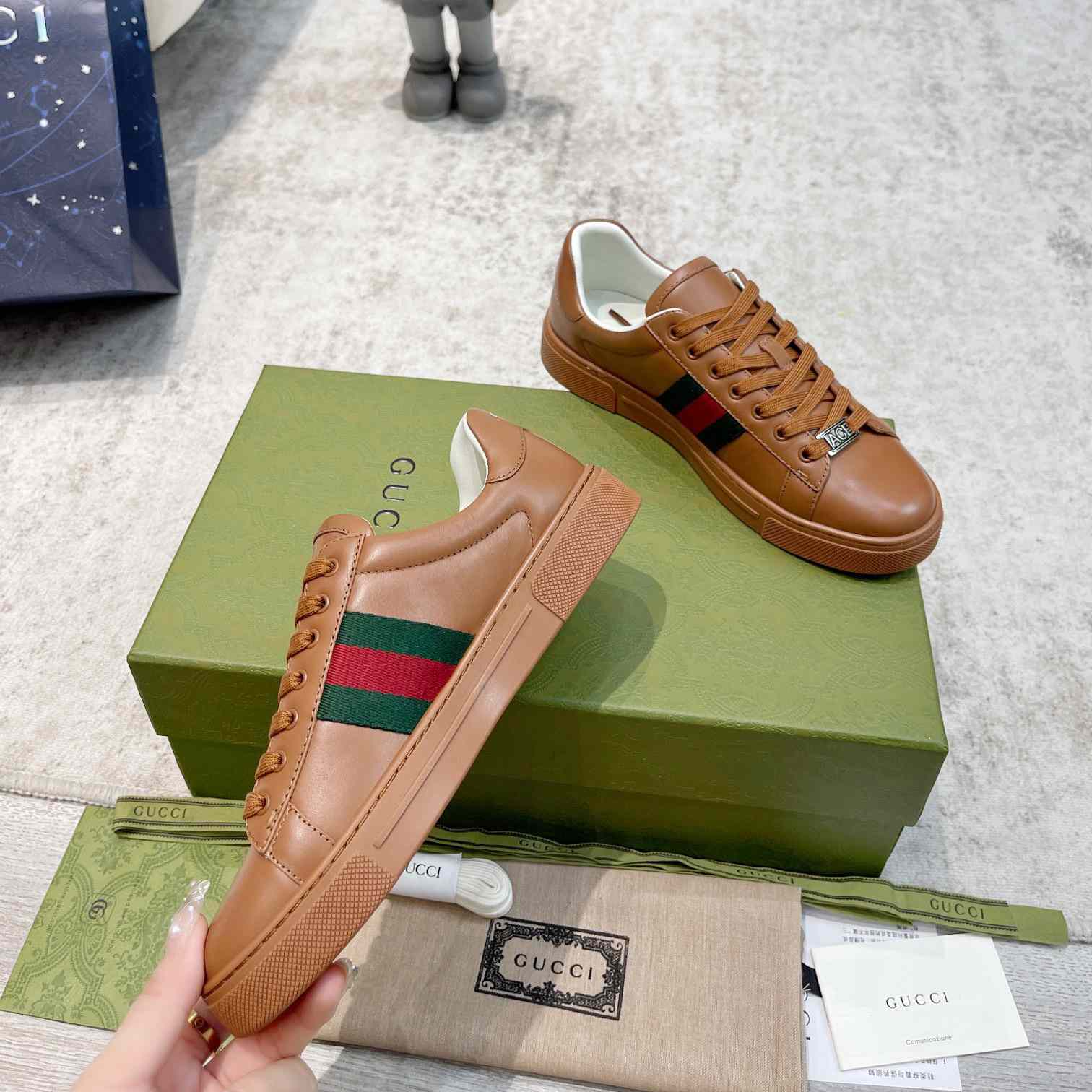 Gucci Ace Sneaker mit Web (in britischer Größe) - EUR FASHION