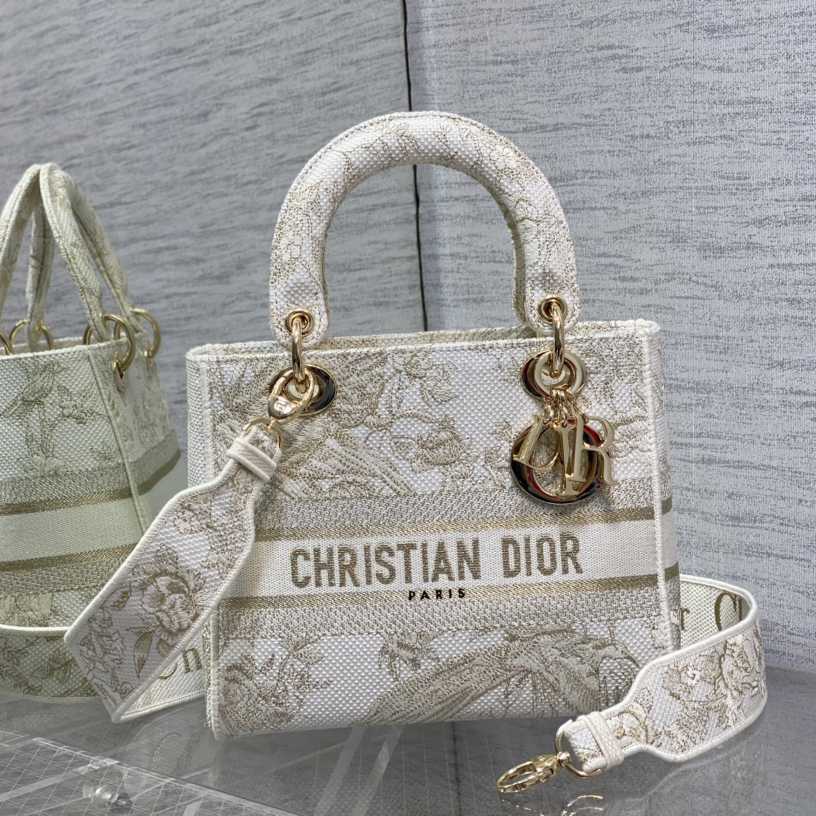 Mittlere, bestickte Dior-Dame-D-Lite-Tasche - EUR FASHION