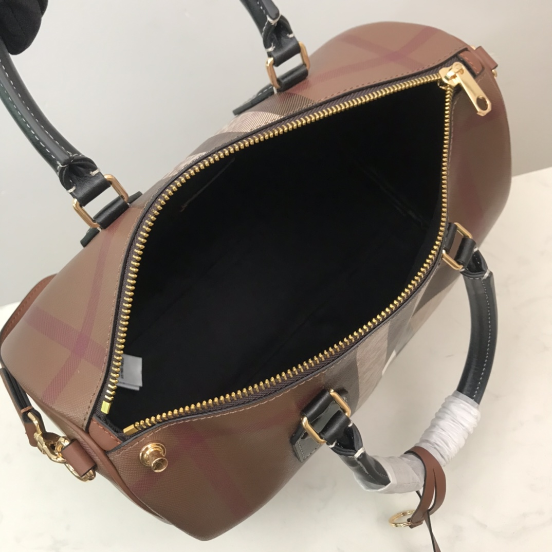 Burberry mittelgroße Bowlingtasche aus Leder mit Karomuster (30 x 15 x 21 cm) - EUR FASHION