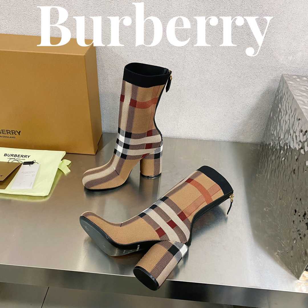 Burberry gestrickte karierte Sockenstiefel - EUR FASHION