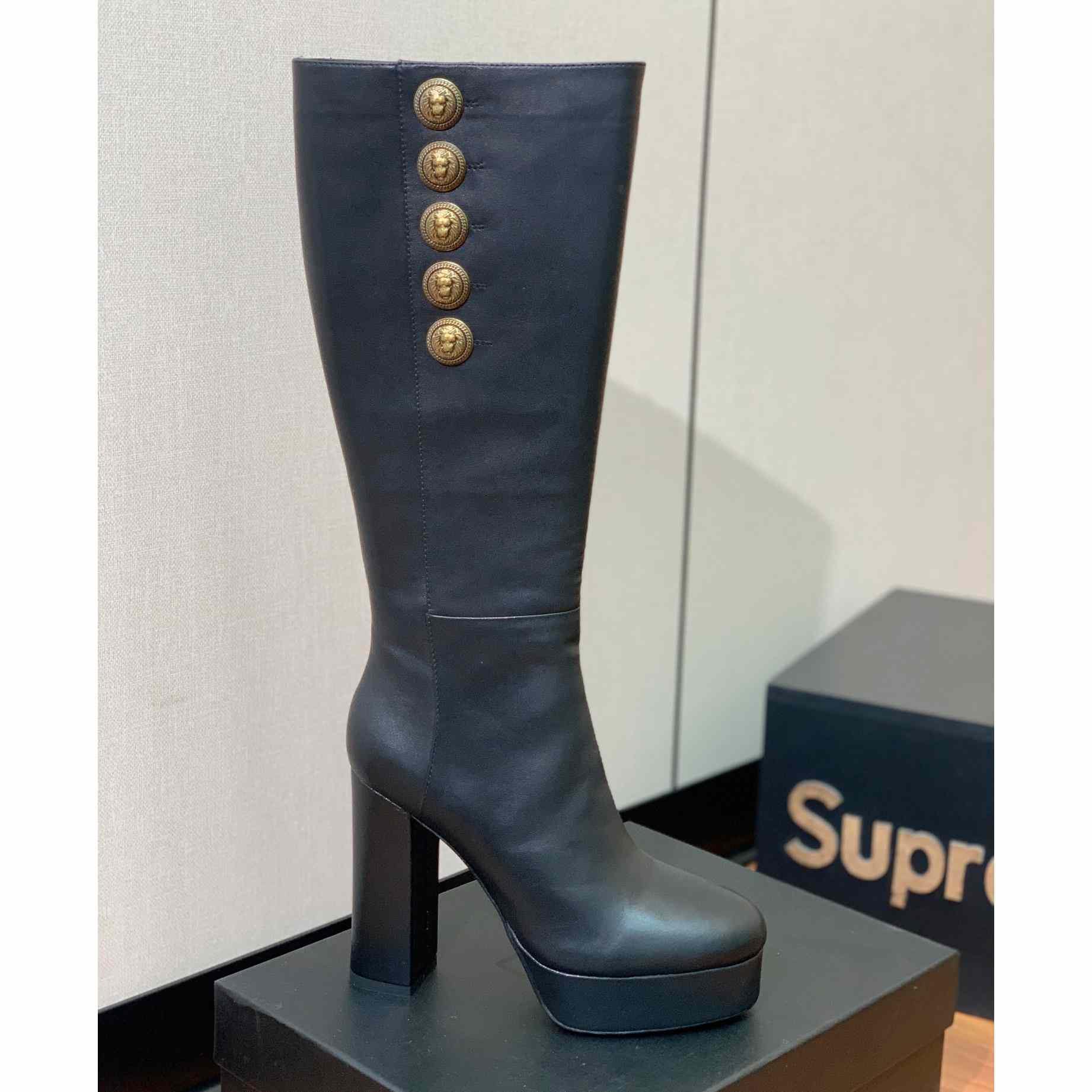 Balmain Brune Lederstiefel - EUR FASHION