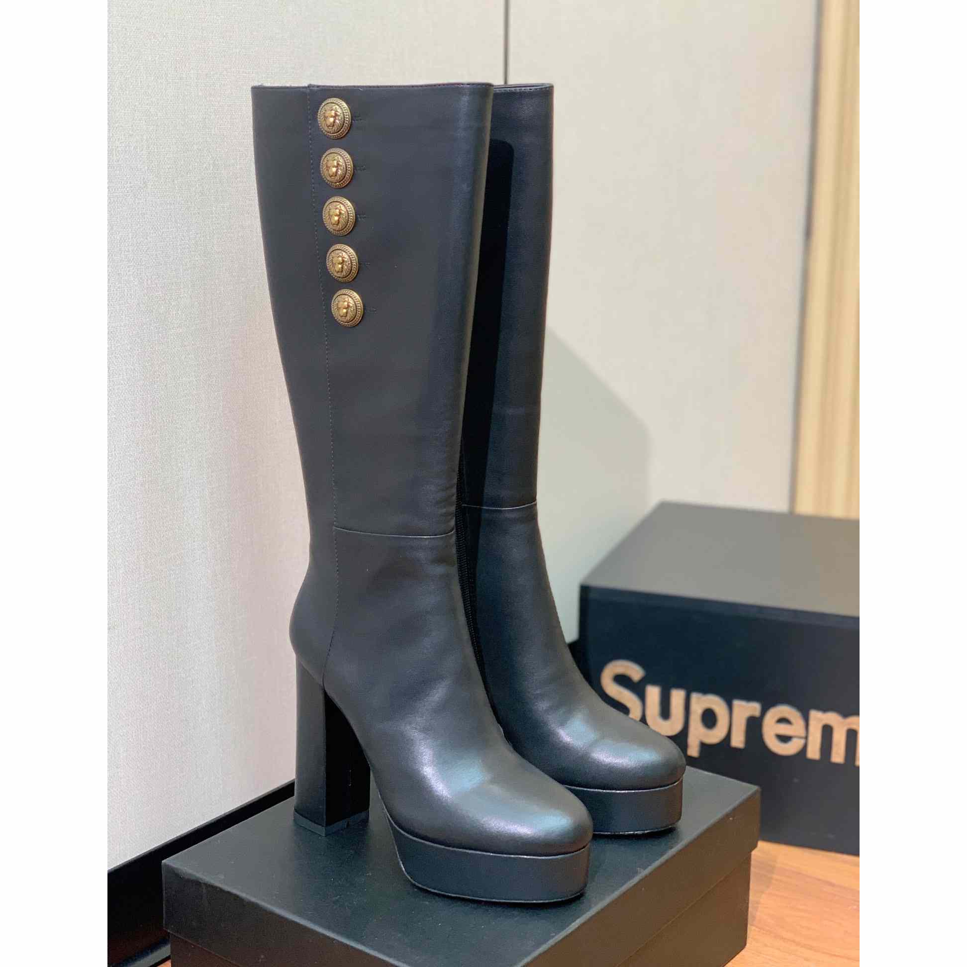 Balmain Brune Lederstiefel - EUR FASHION