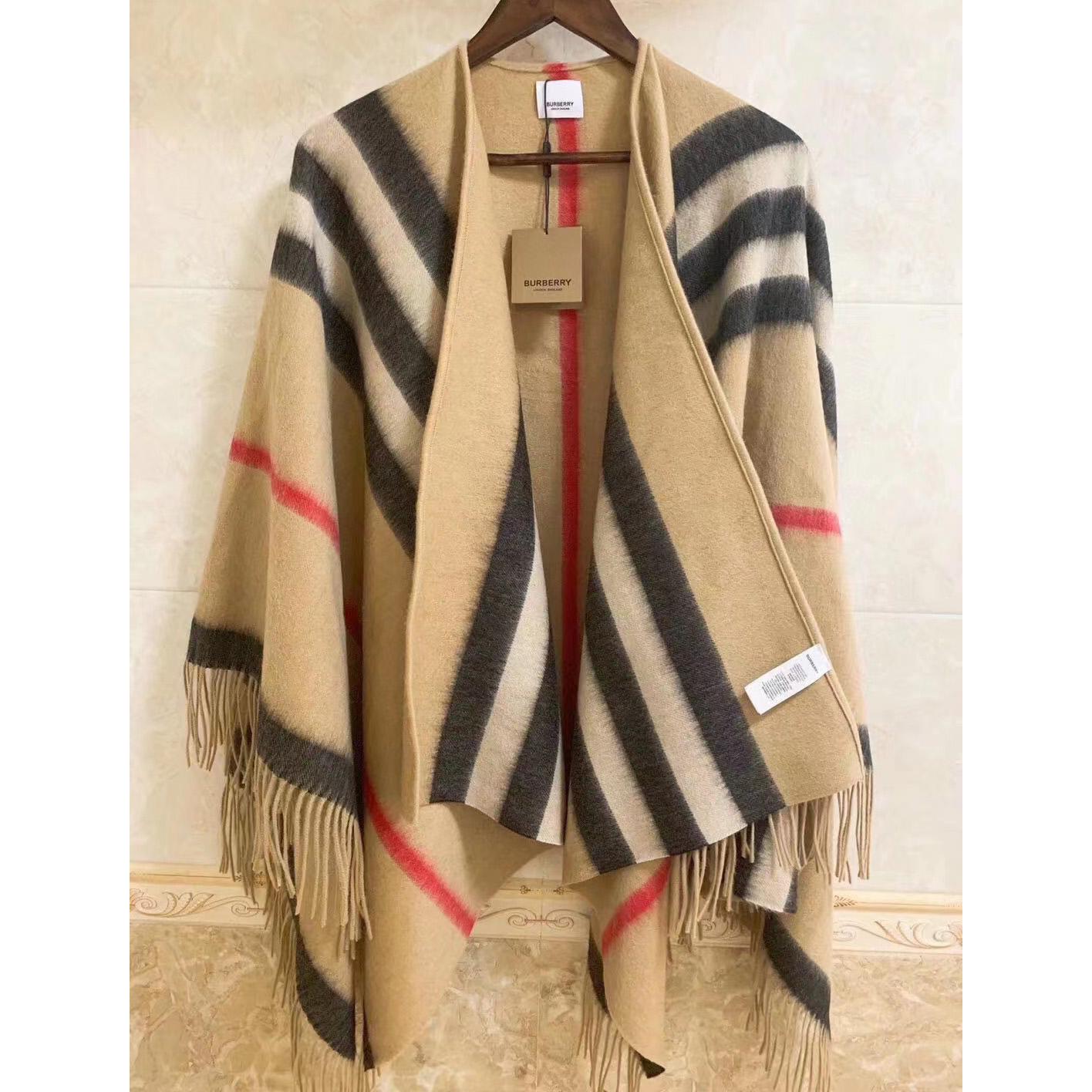 Burberry Reversible Monogram Wool Cashmere Jacquard Cape - EUR FASHION