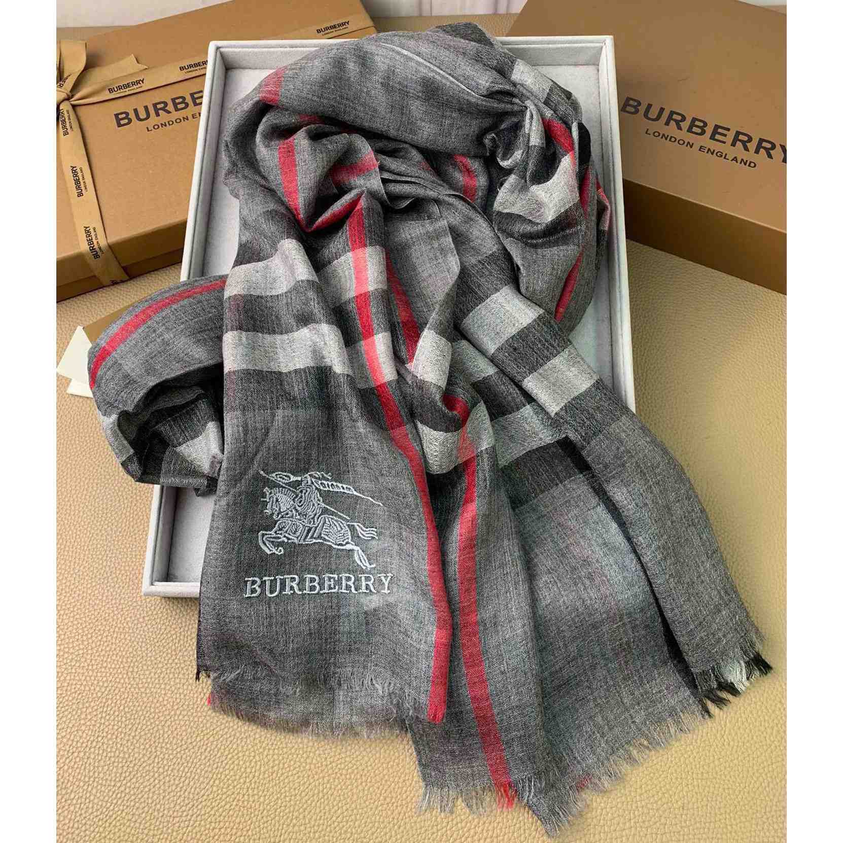 Burberry Lightweight Check Wool Silk Scarf - EUR FASHION