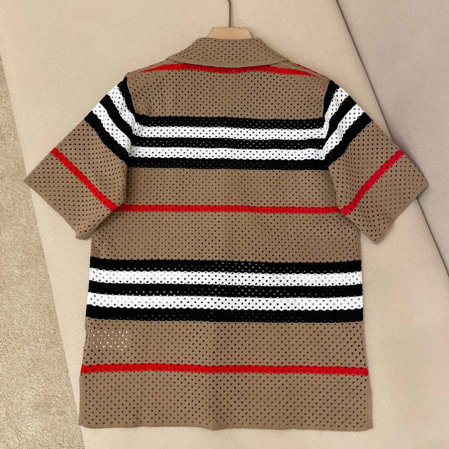 Burberry Icon Stripe Pointelle-Strickhemd<br>
 - EUR FASHION