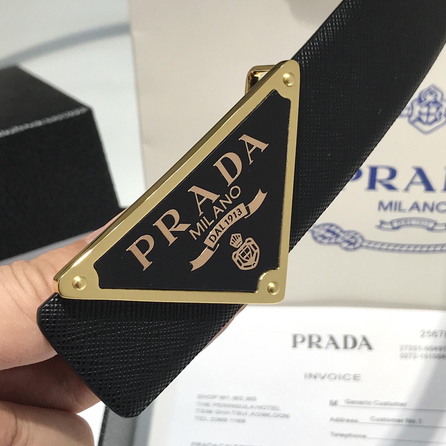 Prada Reversible Saffiano Leather Belt Strap - EUR FASHION