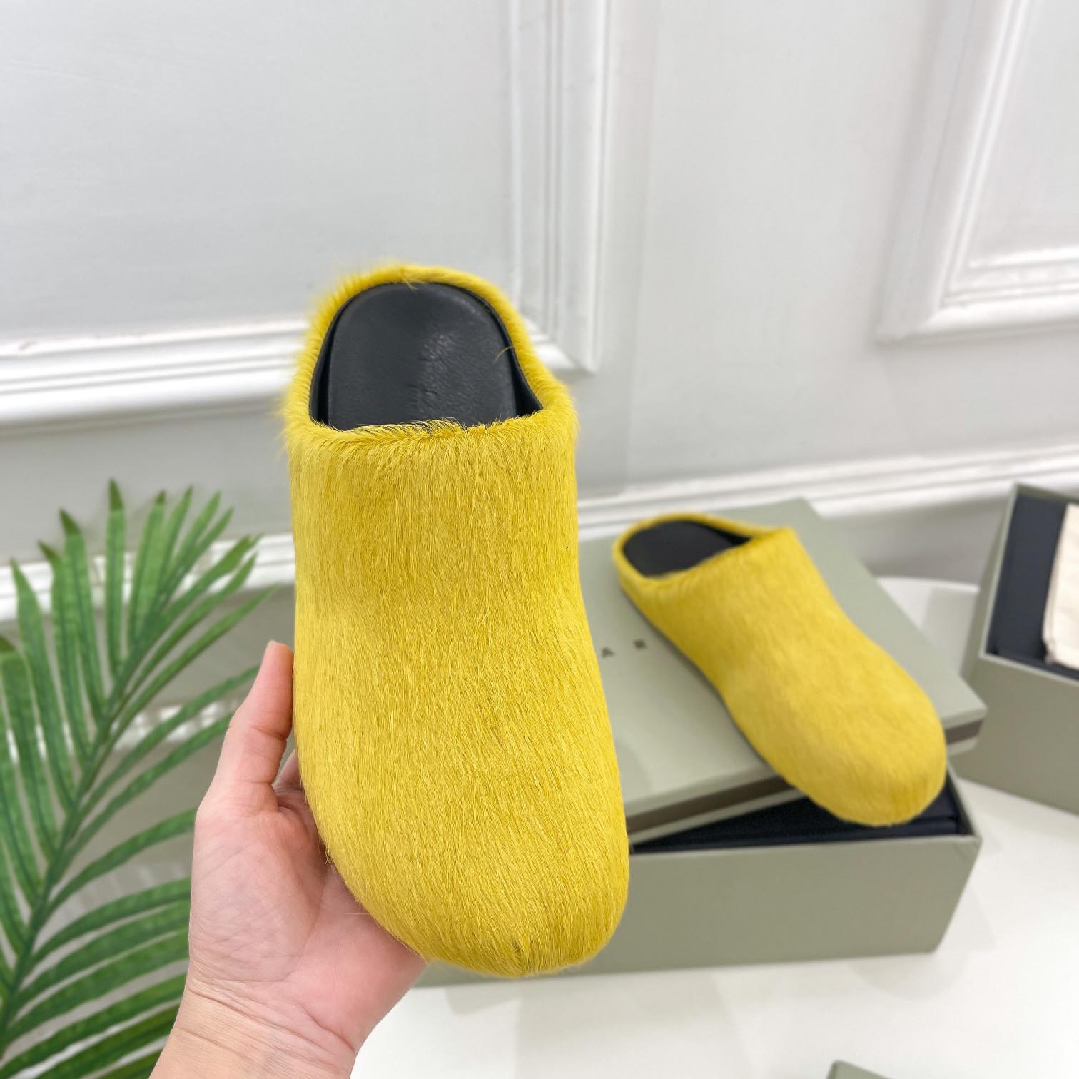 Marni Yellow Long Hair Calfskin Fussbett Sabot - EUR FASHION