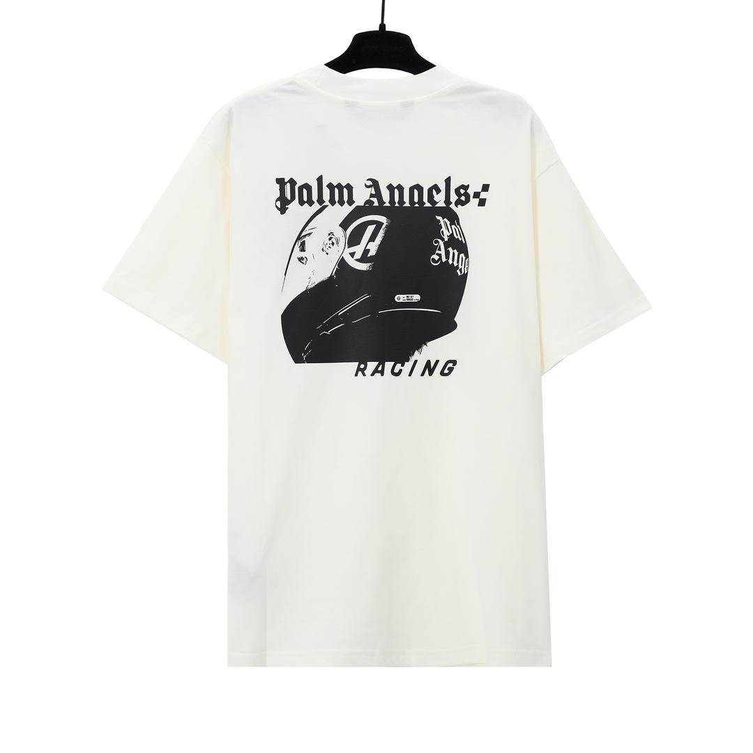  Palm Angels T-Shirt Racing Helmet White - EUR FASHION