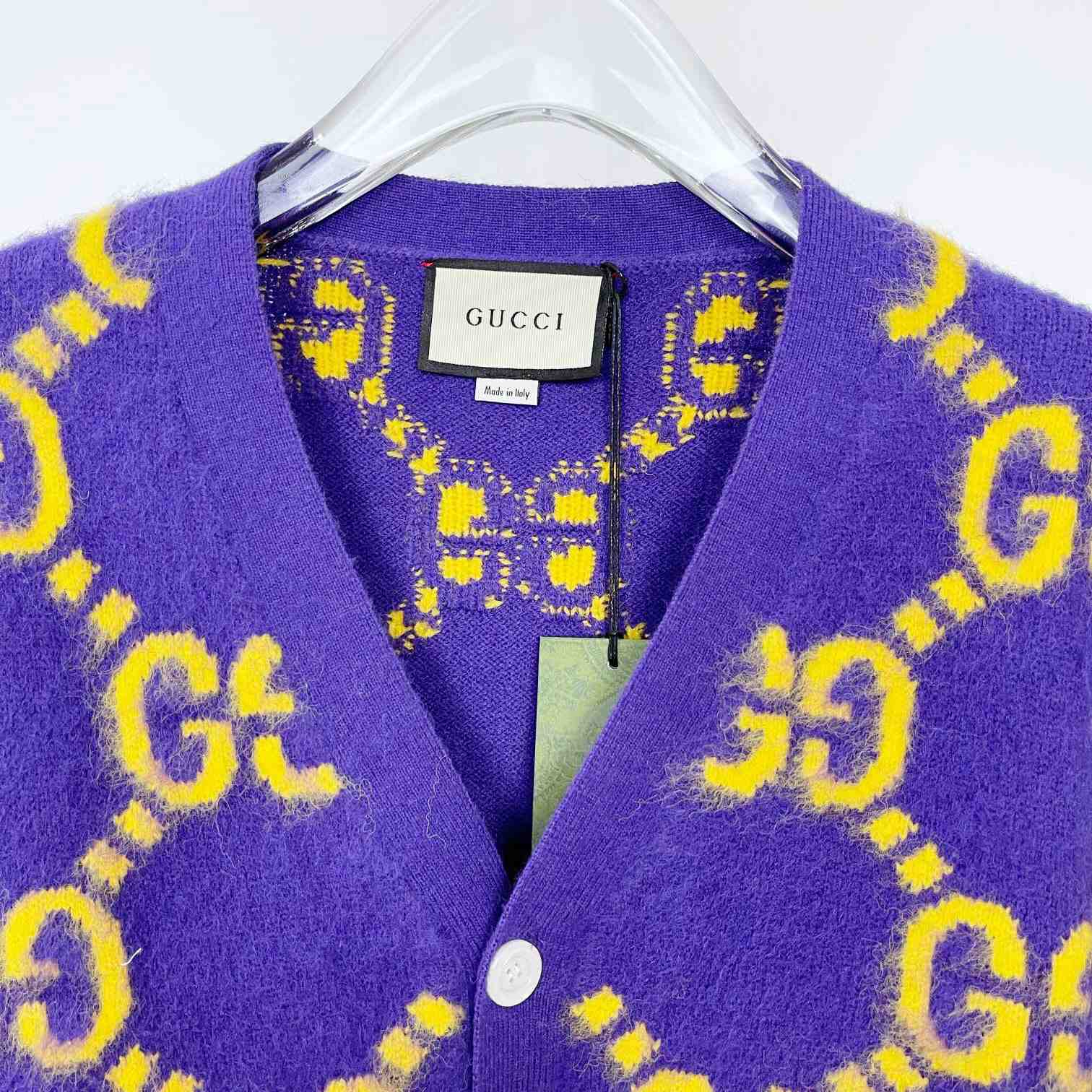 Gucci Wool Cardigan With GG Intarsia - EUR FASHION