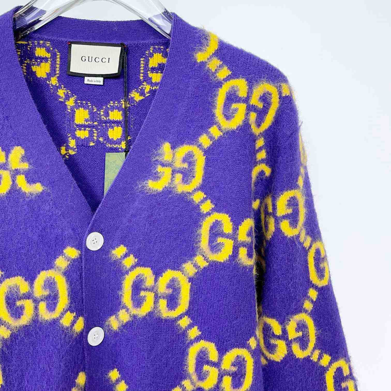 Gucci Wool Cardigan With GG Intarsia - EUR FASHION