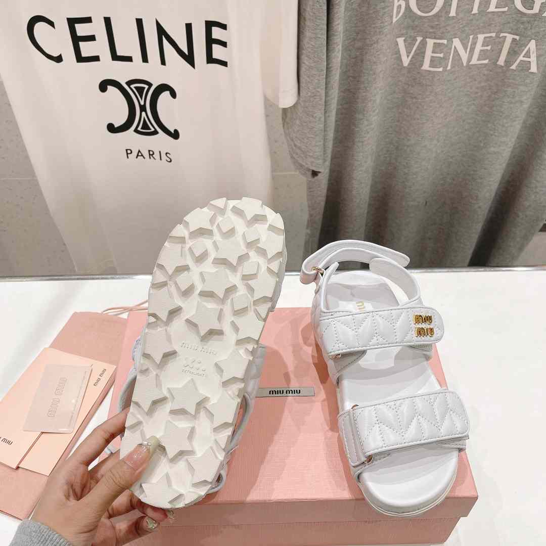 Miu Miu Sporty Matelassé Nappa Leather Sandals - EUR FASHION