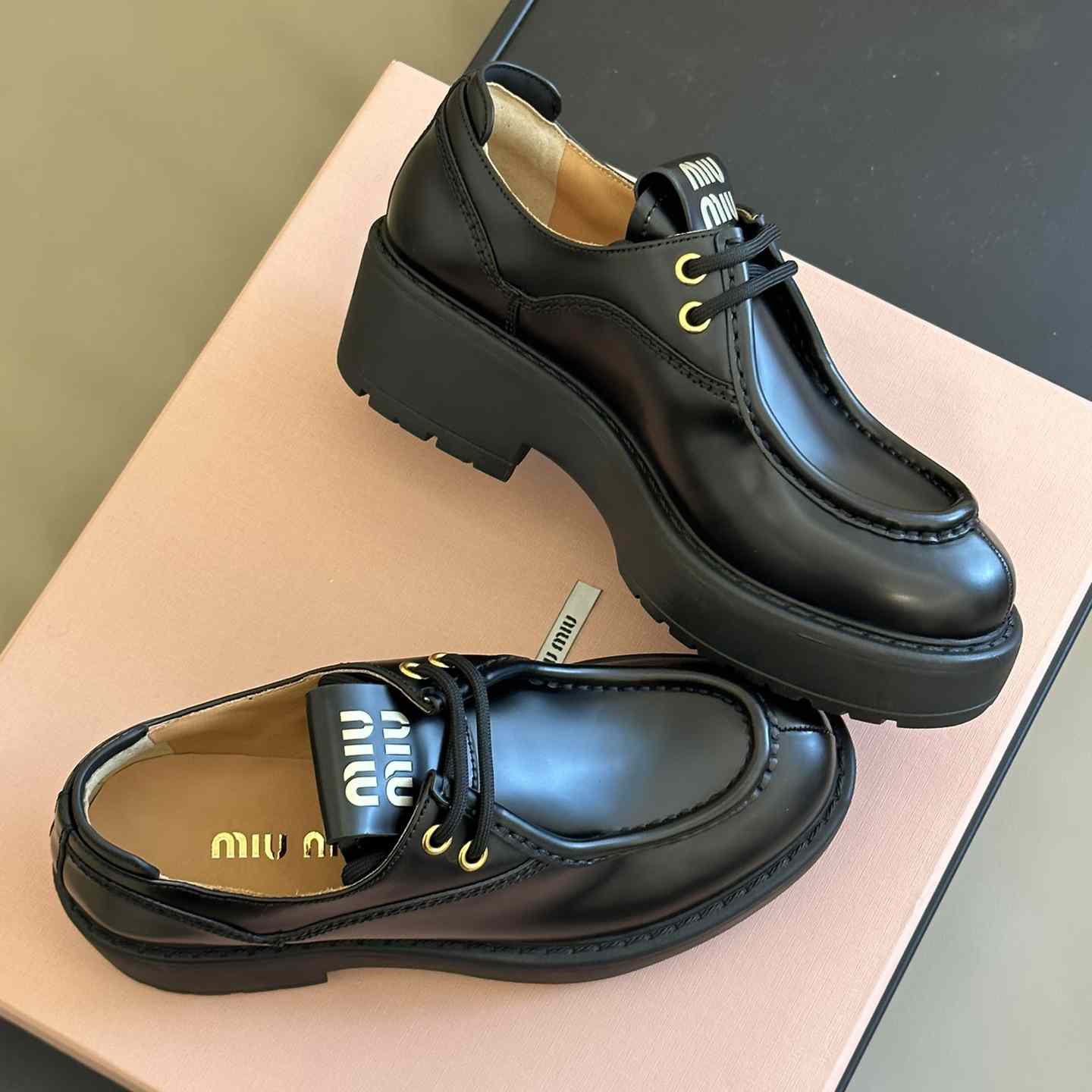 Miu Miu Leather Lace-up Shoes - EUR FASHION