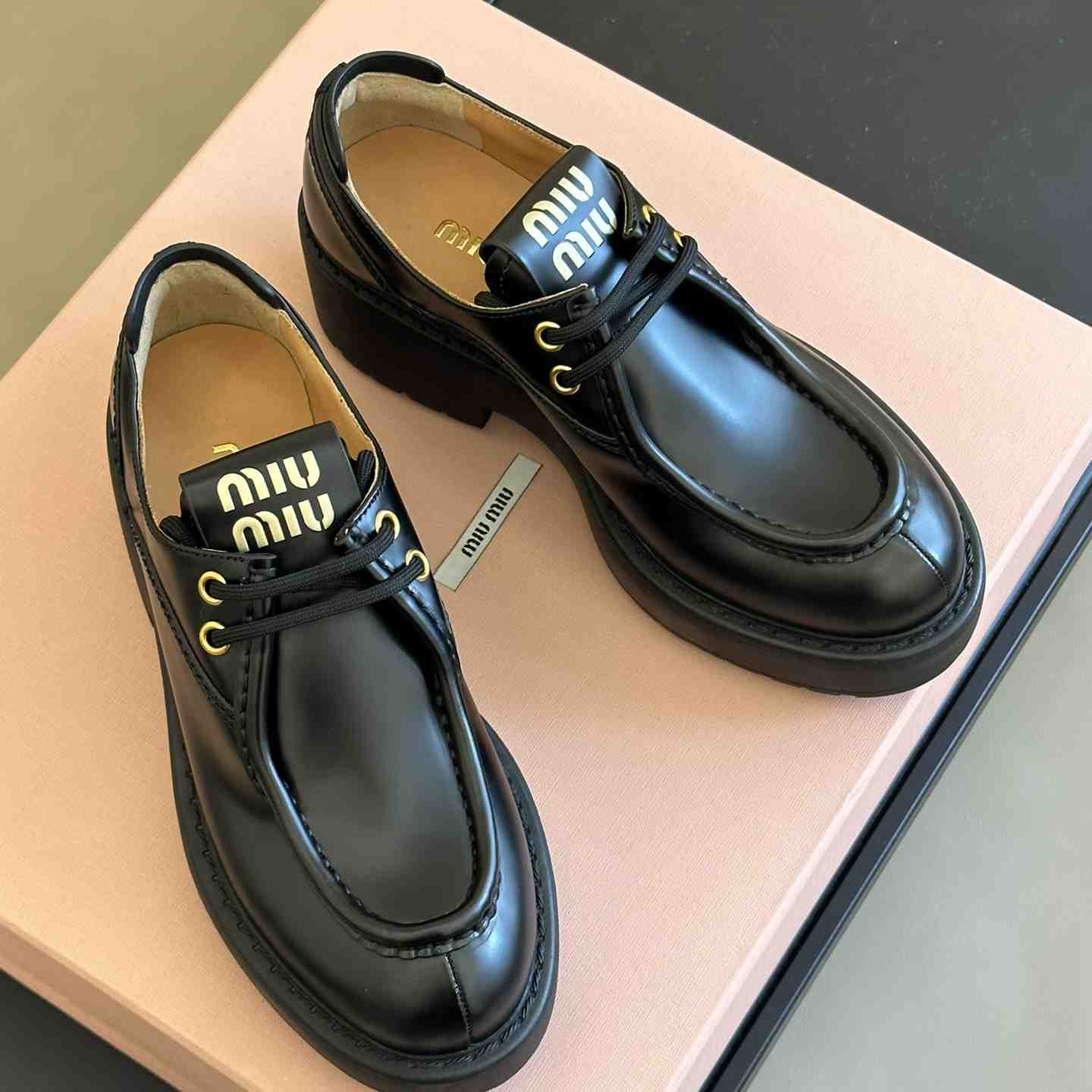 Miu Miu Leather Lace-up Shoes - EUR FASHION