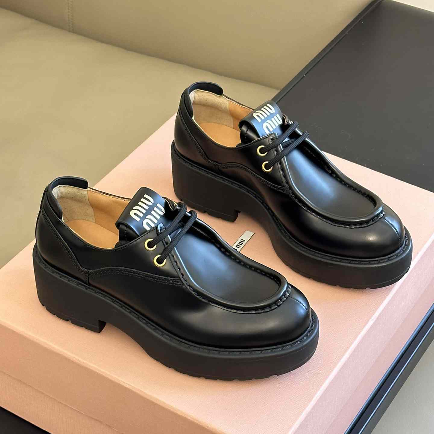 Miu Miu Leather Lace-up Shoes - EUR FASHION