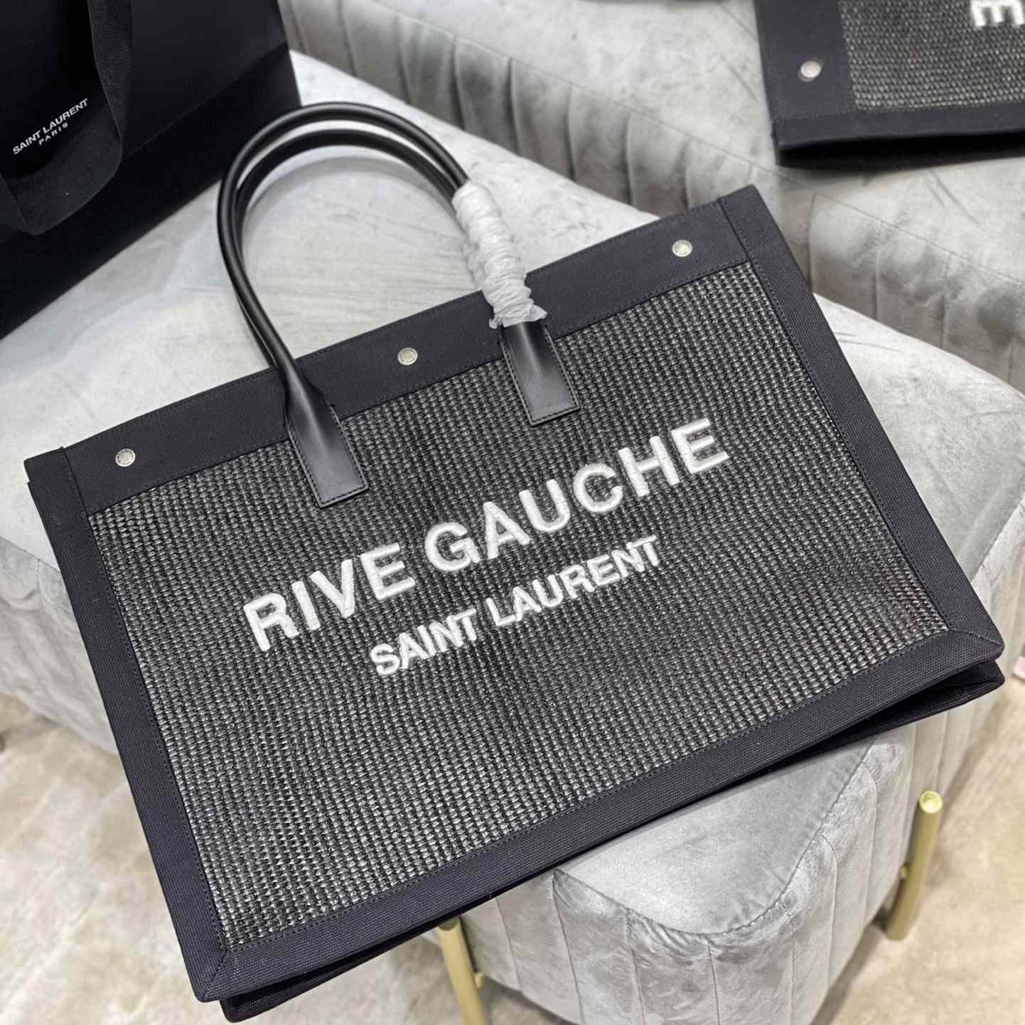 Saint Laurent Rive Gauche Woven Tote Bag   48×36×16cm - EUR FASHION