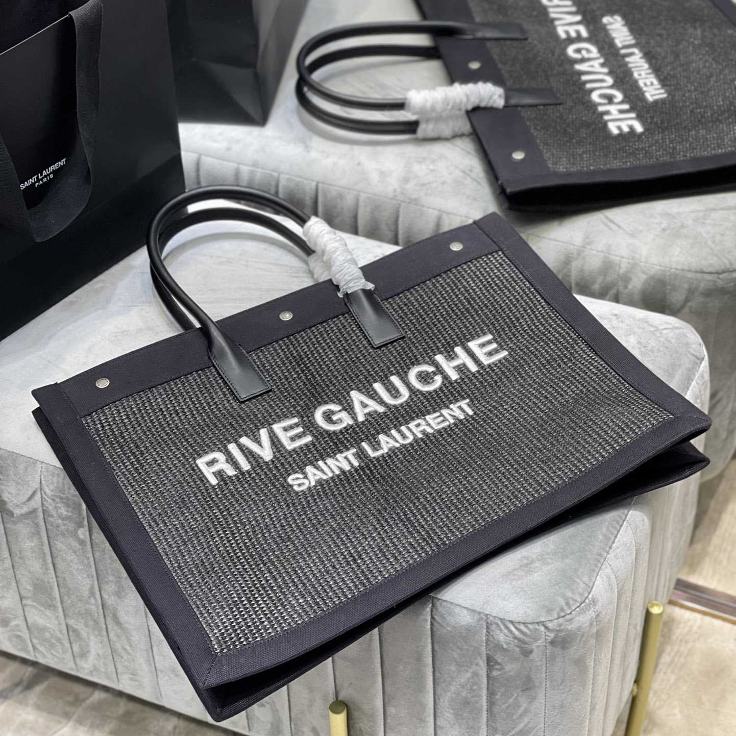 Saint Laurent Rive Gauche Woven Tote Bag   48×36×16cm - EUR FASHION